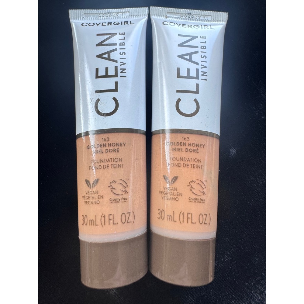 2pk Covergirl Clean Invisible Foundation 163 Golden Honey Neutral 1oz Tubes New